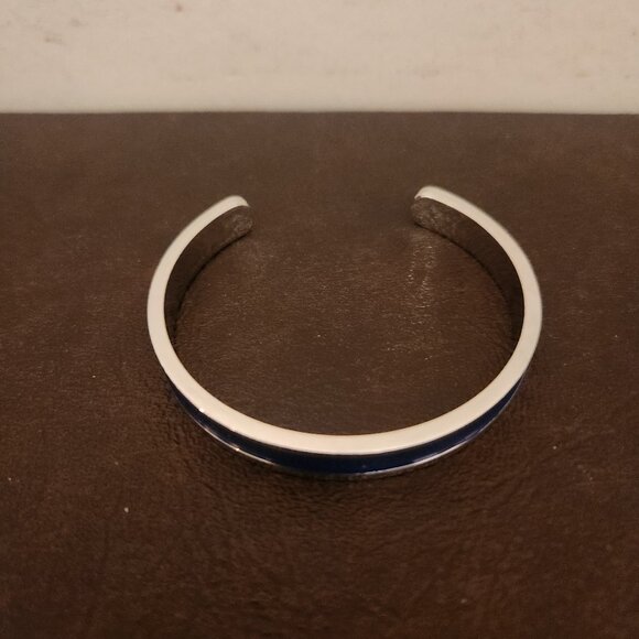 Sterling Blue Line Bangle Bracelet - Picture 1 of 4
